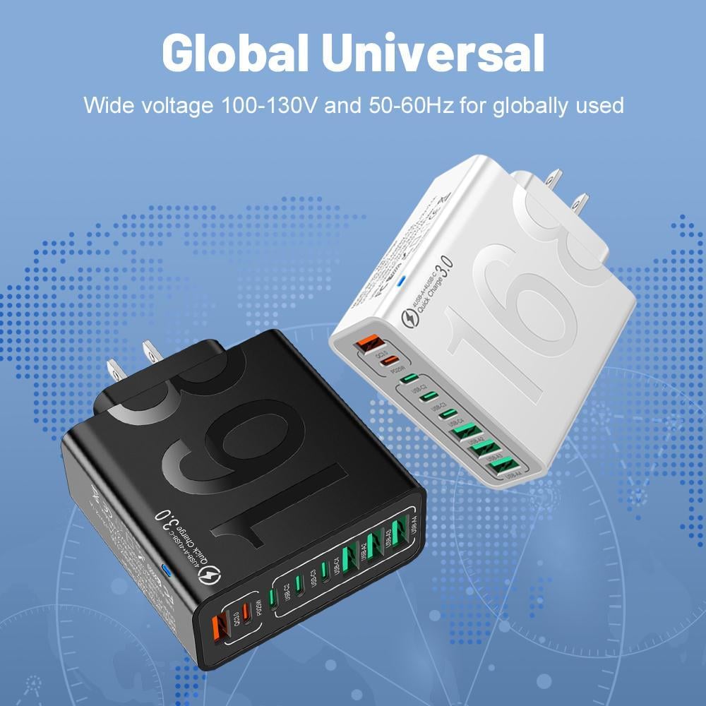 8-Port Smart USB-C & USB-A Fast Charging Hub for Phones & Tablets-3 pack